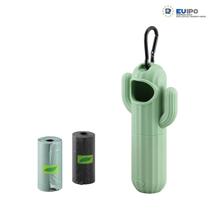LED flashlight with waste bag storage